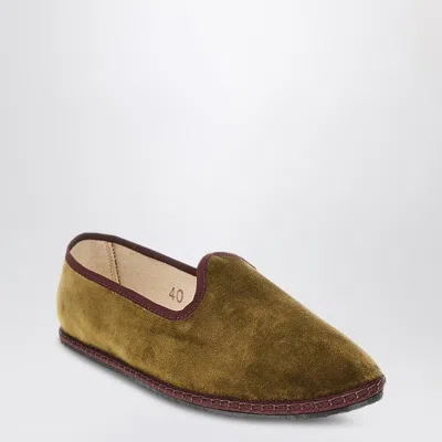 Vi Bi Vene Zi A Friulane In Olive Green Velvet In Brown