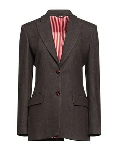 Vi To Vi Woman Blazer Chocolate Brown Size 6 Virgin Wool, Polyester In Brown