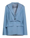 Vi To Vi Woman Blazer Light Blue Size 6 Cotton, Polyester, Elastane