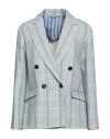 Vi To Vi Woman Blazer Light Blue Size 8 Linen, Cotton In Blue