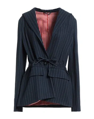 Vi To Vi Woman Blazer Navy Size 4 Viscose, Elastane In Navy Blue