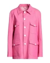 Vi To Vi Woman Overcoat & Trench Coat Fuchsia Size Onesize Cotton, Polyester, Elastane In Pink