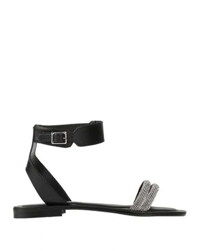 Via Delle Ville Woman Sandals Black Size 11 Cowhide