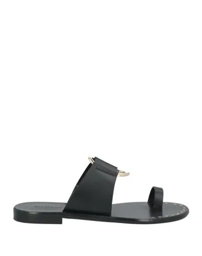 Via Delle Ville Woman Thong Sandal Black Size 6 Cowhide