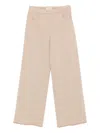 Via Masini 80 Beige Cotton Wide-leg Trousers In Neutral