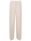 Via Masini 80 Beige Linen Blend Trousers In Brown