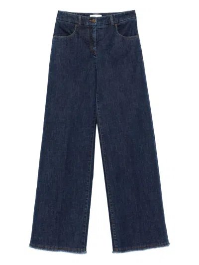 VIA MASINI 80 BLUE COTTON WIDE-LEG TROUSERS