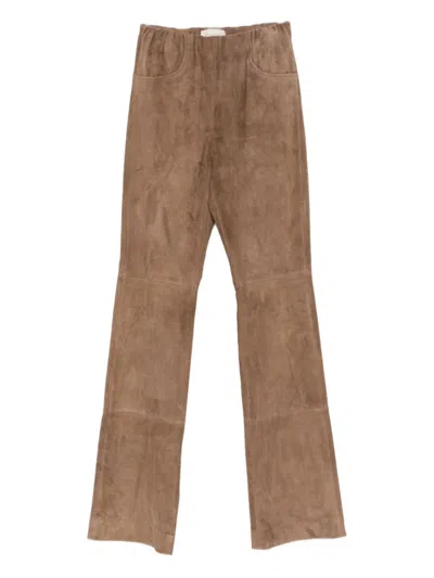 VIA MASINI 80 BROWN FLARED-LEG TROUSERS