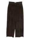 Via Masini 80 Leather Wide-leg Trousers In Brown