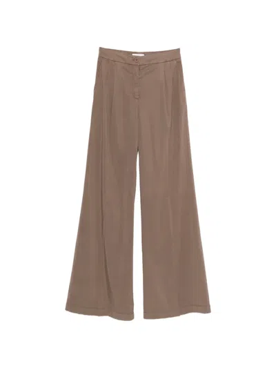 Via Masini 80 Button Pleat Trousers In Brown