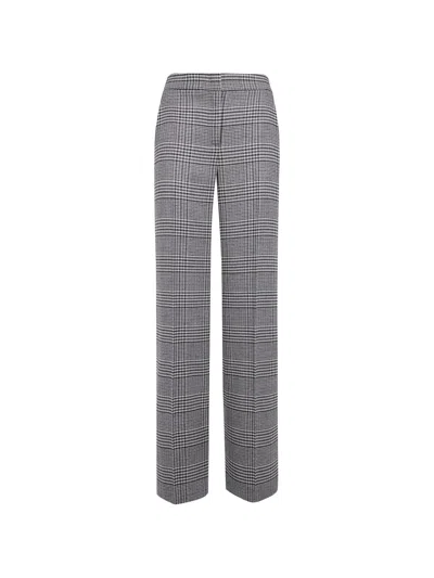 Via Masini 80 Check-patterned Rousers In Gray