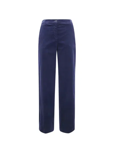 Via Masini 80 Corduroy Straight-leg Trousers In Blue