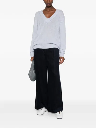 Via Masini 80 Corduroy-effect Wide-leg Trousers In Black