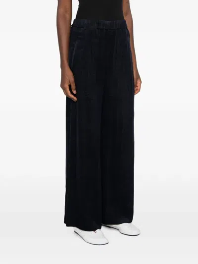 Via Masini 80 Corduroy-effect Wide-leg Trousers In Blue