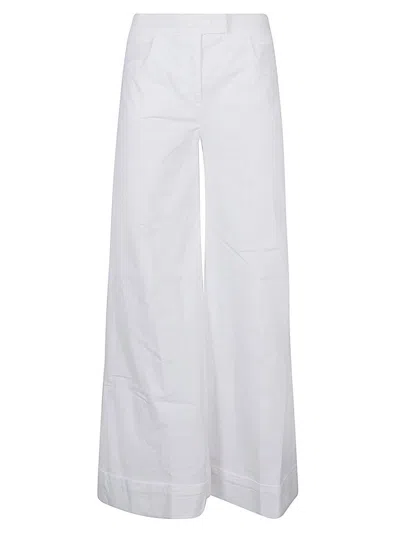 Via Masini 80 Cotton Flared Trousers In White