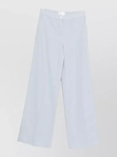 Via Masini 80 Cotton Trousers Wide Leg Design In White