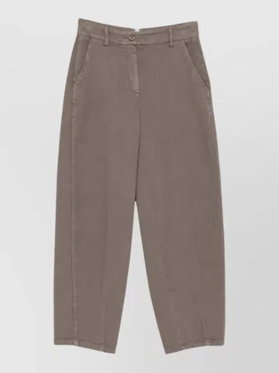 Via Masini 80 Cotton Twill High-rise Straight-leg Trousers In Multi