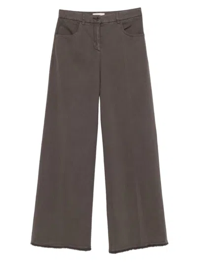 Via Masini 80 Cotton Wide-leg Trousers In Brown