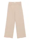 Via Masini 80 Beige Cotton Wide-leg Trousers In Neutral