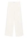 Via Masini 80 Off White Cotton Wide-leg Trousers In White