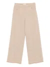 Via Masini 80 Beige Cotton Wide-leg Trousers In Neutral