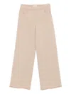 Via Masini 80 Beige Cotton Wide-leg Trousers In Sand