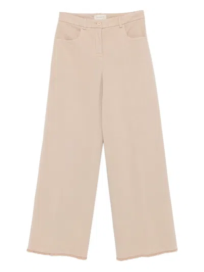 Via Masini 80 Cotton Wide-leg Trousers In Sand