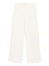 Via Masini 80 Off White Cotton Wide-leg Trousers In White