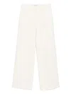 Via Masini 80 Off White Cotton Wide-leg Trousers In White