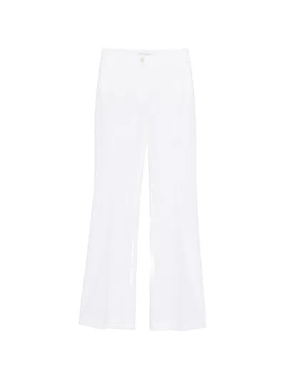 Via Masini 80 Cotton Trousers Wide Leg Belt Loops In White