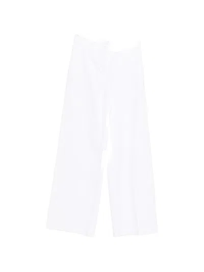 Via Masini 80 Cotton Wide-leg Trousers In White