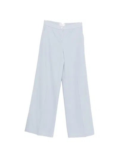 Via Masini 80 Cotton Wide-leg Trousers In Blue