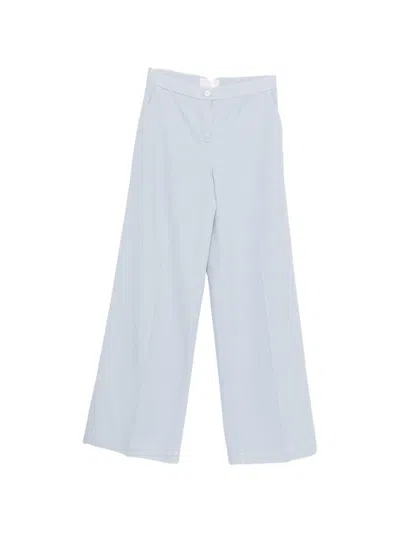 Via Masini 80 Cotton Wide-leg Trousers In Blue