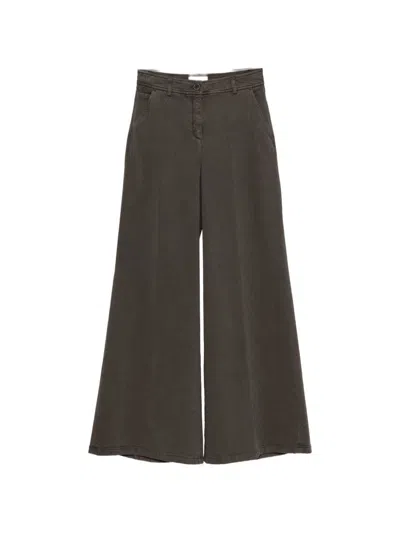 Via Masini 80 Cotton Wide-leg Trousers In Gray