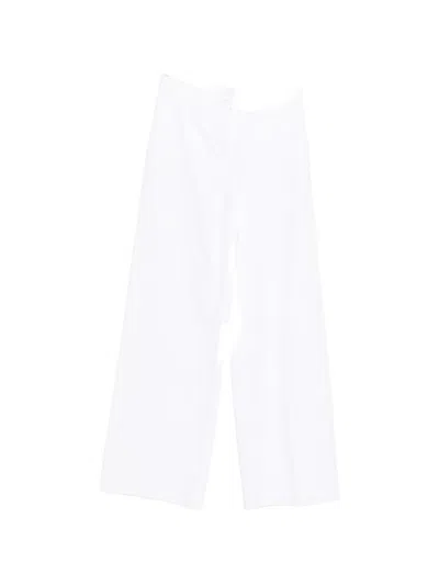 Via Masini 80 Cotton Wide-leg Trousers In White