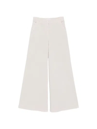 Via Masini 80 Cotton Wide-leg Trousers In White
