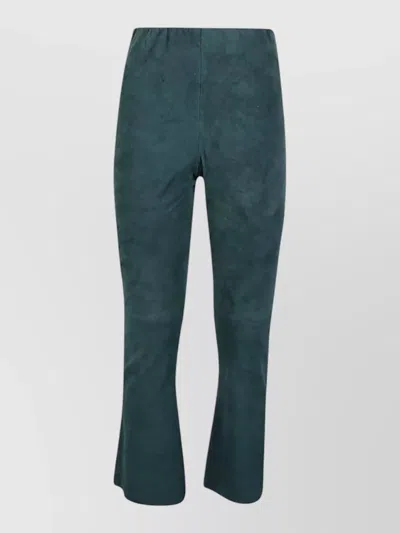 Via Masini 80 Cropped Suede Trousers Flared Cut Back Pockets