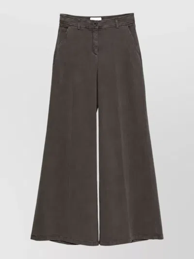 Via Masini 80 Denim Wide-leg Trousers In Gray