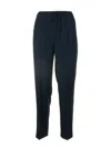 Via Masini 80 Black Elastic Trousers In Blue
