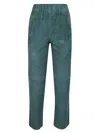 Via Masini 80 Elastic Waist Suede Trousers In Green