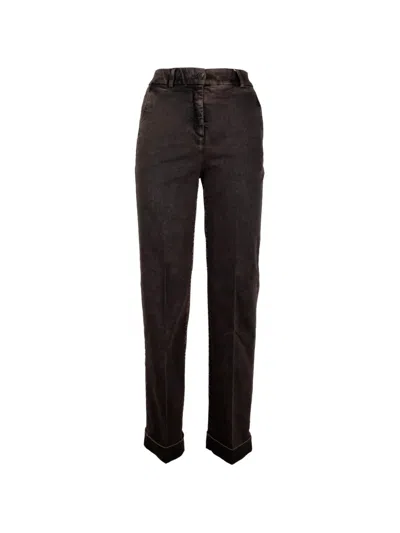 Via Masini 80 Faded Turn-up Jeans In Brown