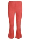 Via Masini 80 Flared Cropped Suede Trousers In Red