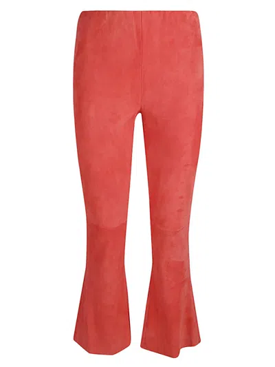 VIA MASINI 80 FLARED CROPPED SUEDE TROUSERS