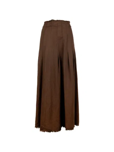 Via Masini 80 Frayed Skirt In Brown