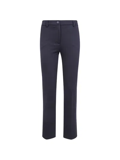 Via Masini 80 Herringbone-pattern Pressed-crease Trousers In Blue