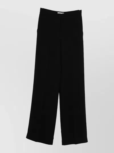 Via Masini 80 High Waist Cady Trousers Side Pockets Wide In Blue