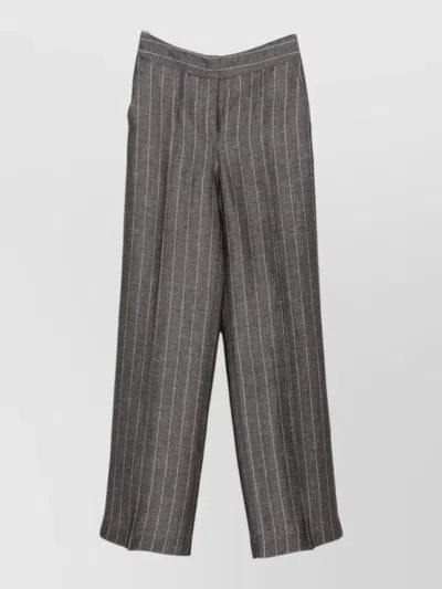 Via Masini 80 High Waist Pinstripe Trousers Wide Leg In Gray