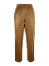 Via Masini 80 High-waisted Leather Trousers In Brown