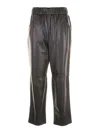 Via Masini 80 High-waisted Leather Trousers In Dark Brown