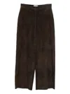 Via Masini 80 Leather Wide-leg Trousers In Brown